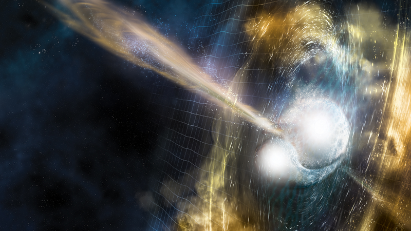 Artist’s illustration of two merging neutron stars. (Image: National Science Foundation/LIGO/Sonoma State University/A. Simonnet)